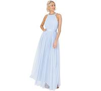 Anaya with Love Ladies Maxi Dress for Women Halter Neck Long Sleeveless with Belt A Line Evening Gown Ball Prom Wedding Guest Bridesmaid Vestito, Light Blue, 52 Donna