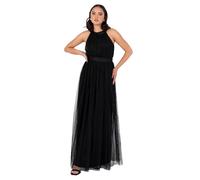 Anaya with Love Ladies Maxi Dress for Women Halter Neck Long Sleeveless with Belt A Line Evening Gown Ball Prom Wedding Guest Bridesmaid, Nero 52