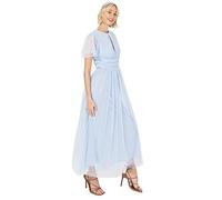 Anaya with Love Ladies Midaxi Dress Women High Waist Keyhole Short Flutter Sleeve Crew Neckline for Wedding Guest Bridesmaids Prom Vestito, Light Blue, 62 Donna