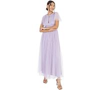Anaya with Love Ladies Midaxi Dress Women High Waist Keyhole Short Flutter Sleeve Crew Neckline for Wedding Guest Bridesmaids Prom Vestito, Dusty Lilac, 48 Donna
