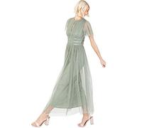 Anaya with Love Ladies Midaxi Dress Women High Waist Keyhole Short Flutter Sleeve Crew Neckline for Wedding Guest Bridesmaids Prom Vestito, Frosty Green, 42 Donna