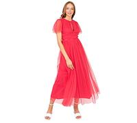 Anaya with Love Ladies Midaxi Dress Women High Waist Keyhole Short Flutter Sleeve Crew Neckline for Wedding Guest Bridesmaids Prom Vestito, Paradise Pink, 50 Donna