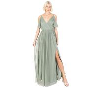 Anaya with Love Ladies Women Dress Maxi Short Sleeve Cami V Neckline Long Length Empire Waist Bridesmaid Wedding Guest Prom Vestito, Frosty Green, 40 Donna
