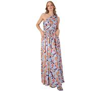 Anaya with Love Ladies Womens Maxi Dress with Slit Split One Shoulder Sleeveless Long Floral for Wedding Guest Summer Evening Gown Vestito, Blue, 46 Donna