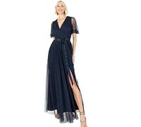 Anaya with Love Maxi Abito da Donna con Scollo a V, Maniche Corte, con Volant, Vita Imperiale, per Matrimoni, Ospiti, Damigella d'Onore, Damigella d'Onore