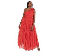 Anaya with Love Maxi Dress Ladies One Shoulder Sleeveless Tiered Ruffle Waterfall A-Line Bridesmaid Wedding Guest Prom Ball Gown Vestito, Rosso, 40 Donna