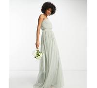 Anaya With Love Tall - Vestito lungo da damigella monospalla in tulle verde salvia 42