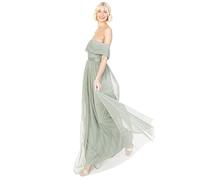 Anaya with Love Womens Ladies Maxi Dress Bardot off Shoulder with Belt Long Empire Waist for Wedding Guest Prom Evening Gown Bridesmaid Vestito, Frosted Green, 48 Donna