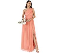 Anaya with Love Womens Ladies Maxi One Cold Shoulder Dress with Slit Split Sleeveless Prom Wedding Guest Bridesmaid Ball Evening Gown Vestito, Coral Pink, 40 Donna