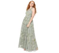 Anaya with Love Women's Maxi Dress Ladies Sleeveless V-Neck Wrap Tulle Waistband A-Line Keyhole Back Bridesmaid Wedding Guest Prom Vestito, Verde Salvia Floreale, 50 Donna