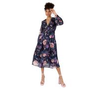 Anaya with Love Women's Midi Dress Ladies Long Sleeves V-Neck Floral Print A-Line for Wedding Guest Evening Occasion Party NAN, Blu Navy, 46 Donna