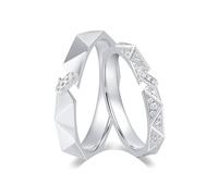 ANAZOZ Anelli Argento 925 Donna Uomo Personalizzati con Nome, Geometrico con Zirconia Cubica, Anelli Regolabili Argento Donna