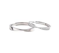 ANAZOZ Anelli Argento Sterling 925 Donna Uomo Personalizzati con Nome, Rotondo Semplice con Zirconia Cubica, Anelli in Argento Regolabili Donna
