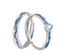 ANAZOZ Anelli Argento Sterling 925 Personalizzati Uomo e Donna, Luna e Pianeta, Anelli Regolabili Donna Argento