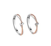 ANAZOZ Anelli Argento Sterling Personalizzabili Donna e Uomo, Geometrico, Anelli di Fidanzamento Coppia Regolabili Argento Oro Rosa