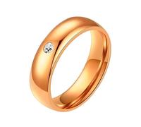 ANAZOZ Anelli con Incisione Anello Uomo Donna Fedina,Rotondo Lucido 5MM con Zirconia Cubica Bianca Anello Donna in Acciaio Inossidabile Anello Oro Rosa Anelli Uomo Fidanzamento Misura 25(65mm)