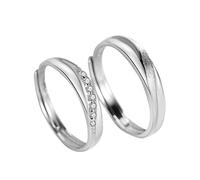 ANAZOZ Anelli Coppia Argento Sterling 925 Personalizzati con Nome, Rotondo con Zirconia Cubica, Anelli Coppia Regolabili Argento