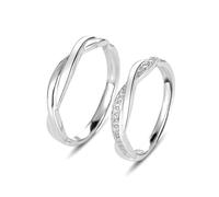 ANAZOZ Anelli Coppia Argento Sterling Personalizzabili, Intertessuto con Zirconia Cubica, Anelli Argento Regolabili Donna