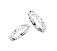 ANAZOZ Anelli Coppia di Fidanzamento Argento Sterling 925, Geometrico, Anelli Donna Argento Regolabile