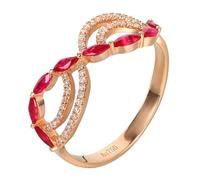 ANAZOZ Anelli da Donna Fidanzamento Fedine Cavo e Marchesa con Rubino Sintetico da 0,16ct e Moissanite, Anelli Donna Oro Rosa 18 K, Oro Rosa, Taglia 7(47mm)