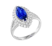 ANAZOZ Anelli di Donna Eternity Marchesa con Zaffiro Sintetico da 2,12ct e Moissanite, Anello Donna Fidanzamento Oro Bianco 9K, Blu Argento, Taglia 21(61mm)