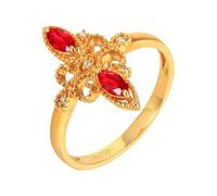 ANAZOZ Anelli di Donna Fidanzamento Fedine Cavo e Marchesa con Rubino Sintetico da 0,31ct e Moissanite, Anelli Donna Oro Giallo 14Kt 585, Rosso Oro, Taglia 20(60mm)