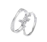 ANAZOZ Anelli Donna e Uomo Argento 925 Personalizzabili, Farfalla con Zirconia Cubica, Anelli Argento Regolabili Uomo