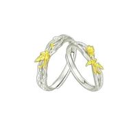 ANAZOZ Anelli Donna e Uomo Argento Sterling Fidanzamento Personalizzati, Rami e Uccelli, Anelli Donna Regolabili Argento Oro