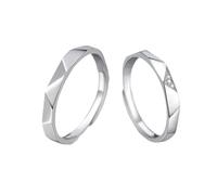 ANAZOZ Anelli Donna e Uomo Fidanzamento Matrimonio Argento Sterling, Geometrico con Zirconia Cubica, Anelli Argento di Fidanzamento Coppia Regolabili