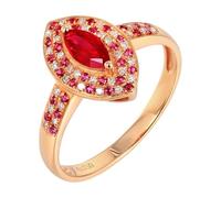 ANAZOZ Anelli Donna Eternity Marchesa con Rubino Sintetico da 0,5ct e Moissanite, Anelli Donna Fedi Nuziali Oro Giallo 18K, Rosso Oro, Taglia 7(47mm)