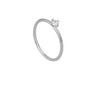 ANAZOZ Anelli Donna Fidanzamento Fede Solitaire Rotondo 4 Artigli con Moissanite, Anello Matrimonio Oro Bianco 14Kt per Donna, Argento, Misura 14(54mm)
