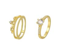 ANAZOZ Anelli Donna per Matrimonio 2PCS Set Corona con Moissanite, Fedi Nuziali 18Kt Oro Giallo per Donna, Oro, Misura 18(58mm)