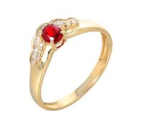 ANAZOZ Anelli Donna per Matrimonio 4 Griffe Ovale con Rubino Sintetico da 0,3ct e Moissanite, Anelli 9 K Oro per Donna, Rosso Oro, Misura 18(58mm)