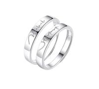 ANAZOZ Anelli Donna Uomo Argento 925 Personalizzati con Nome, Cuore con Elettrocardiogramma, Anelli Argento Regolabili Fidanzamento