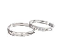 ANAZOZ Anelli Donna Uomo Argento Sterling 925 Personalizzati, Rotondo Semplice con Zirconia Cubica, Anelli Regolabili Argento