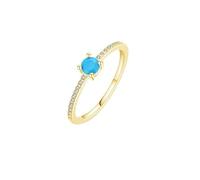 ANAZOZ Anelli Fede Donna 4x4mm Rotondo con Turchese e Moissanite, Anello D'Oro Donna 14 Kt, Oro, Taglia 16(56mm)