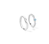 ANAZOZ Anelli Uomo e Donna con Nome Personalizzato Argento Sterling 925, Geometrica e Goccia d'acqua con Zirconia Cubica, Anelli di Fidanzamento Coppia Regolabili Argento