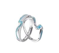 ANAZOZ Anello Argento Sterling 925 Coppia Matrimonio, Linee Geometrico, Anelli Argento di Fidanzamento Regolabili