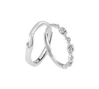 ANAZOZ Anello Argento Sterling Coppia Matrimonio Matrimonio, Fiore con Zirconia Cubica, Anelli Argento Regolabili Fidanzati