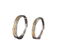 ANAZOZ Anello Coppia Personalizzabile Incisione Argento 925, Linee Geometrico, Anelli Coppia Fidanzamento Regolabili Argento Oro