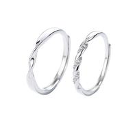 ANAZOZ Anello Coppia Personalizzabile Incisione Argento Sterling 925, Rotondo con Zirconia Cubica, Anelli in Argento Donna Regolabili