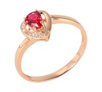 ANAZOZ Anello da Donna Anniversario Cuore e Goccia D'Acqua con Rubino Sintetico da 0,4ct e Moissanite, Anelli Oro Rosa 14 K 585 Donna, Oro Rosa, Misura 7(47mm)