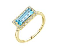 ANAZOZ Anello da Donna Anniversario Matrimonio 4x10mm Rettangolo con Topazio Sintetico e Moissanite, Anello Oro 14 K 585 per Donna, Oro, Misura 20(60mm)