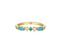 ANAZOZ Anello da Donna Fedine Marchesa con Turchese e Moissanite, Anelli D'Oro Donna 18 K, Oro, Misura 12(52mm)
