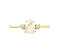 ANAZOZ Anello da Donna per Anniversario Goccia d'acqua con Pietra di Luna e Moissanite, Anello Donna Oro Giallo 14Kt, Oro, Misura 16(56mm)