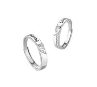 ANAZOZ Anello Donna e Uomo Argento Sterling con Incisione Personalizzabile, Puzzle Cuore con Zirconia Cubica, Anello Argento Fedina Regolabile