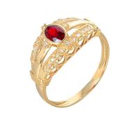 ANAZOZ Anello Donna per Promessa di Matrimonio Cavo e Ovale con Rubino Sintetico da 0,37ct e Moissanite, Oro 18 K Anello Donna, Rosso Oro, Misura 8(48mm)