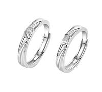 ANAZOZ Anello Donna Uomo Argento 925 Personalizzabile, Puzzle Cuore con Zirconia Cubica, Anelli Coppia Regolabili Argento