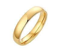 ANAZOZ Anello Incisione Personalizzata Anelli Donna Fedina,Acciaio Inossidabile Anelli Uomo Lucido Rotondo 4MM Anelli Oro Taglia 12(52mm)