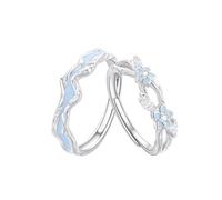 ANAZOZ Anello Matrimonio Coppia Argento Sterling, Rami e Fiori con Zirconia Cubica, Anello Regolabile Argento